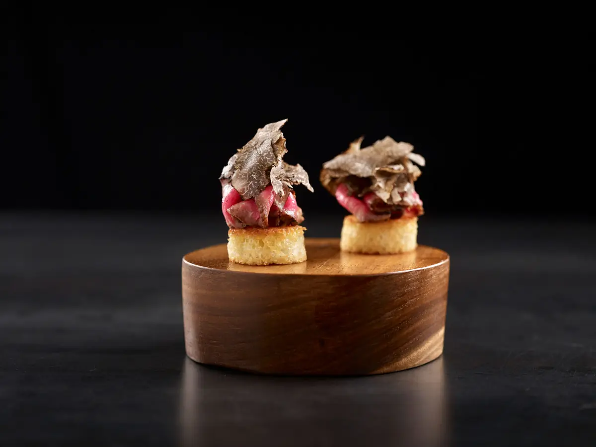 Beef canapes at Buona Terra, Singapore