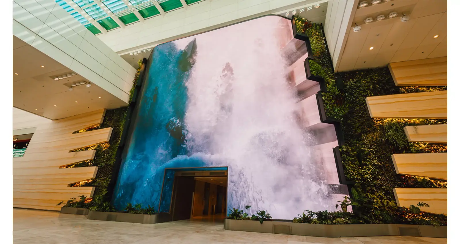 Changi Airport — The Wonderfall kinetic sculpture installation at Terminal 2, Changi Airport
