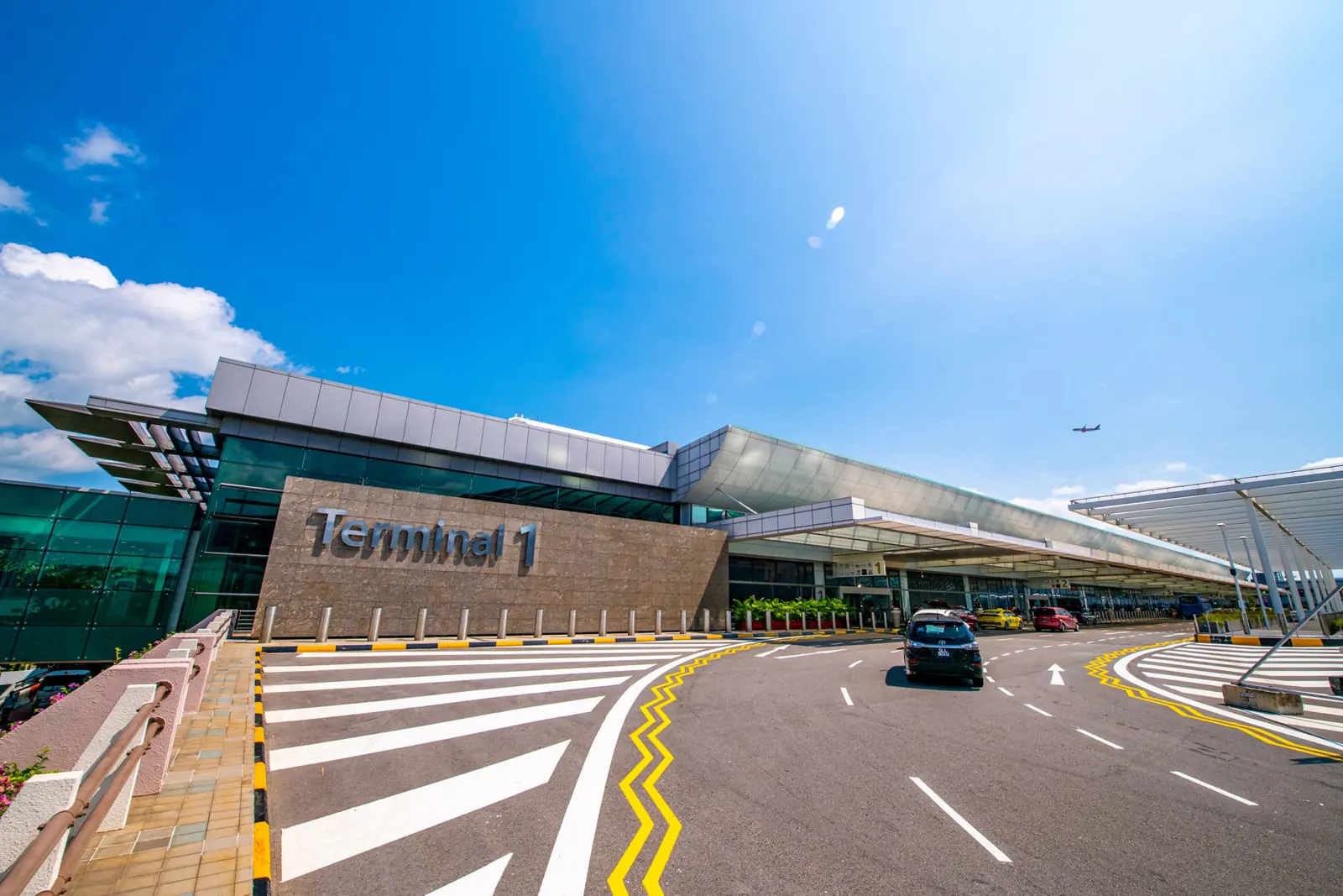 Changi Airport — The Terminal 1 facade at Changi Airport with its distinctive roof structure
