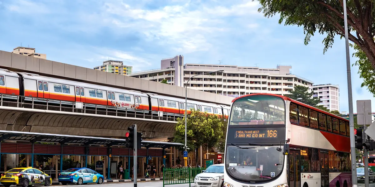An MRT train and station in Singapore, where fares are paid with a contactless bank card or EZ-Link, not with Alipay or WeChat Pay